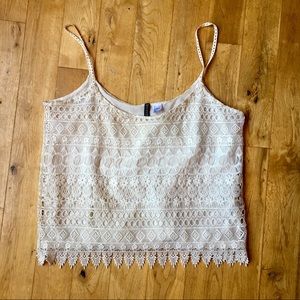 WHITE LACE H+M GORGEOUS SPAGHETTI STRAP TOP